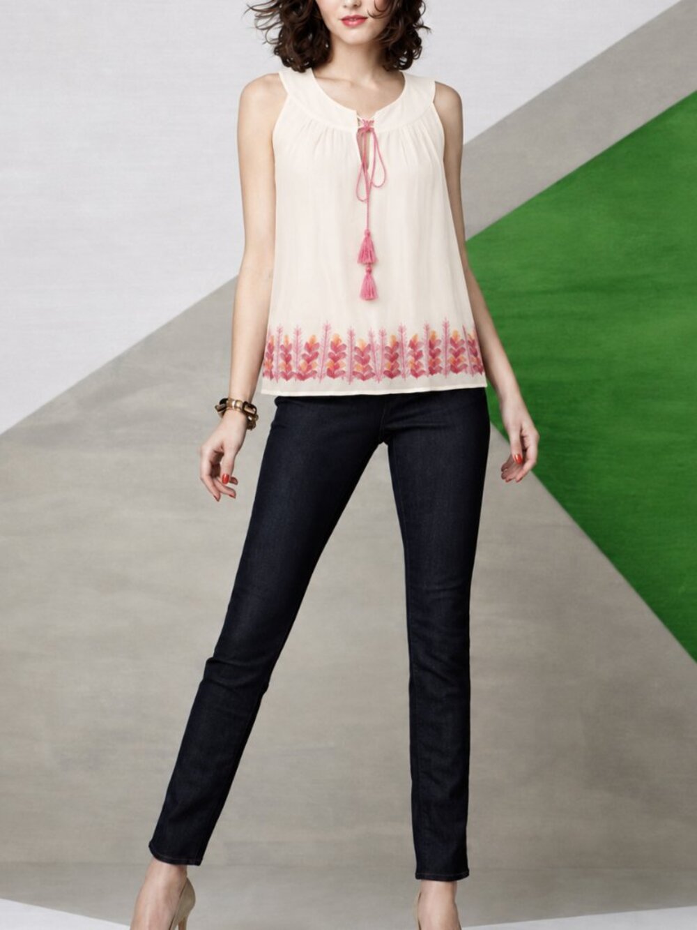 Silk Embroidered Tank (0355)